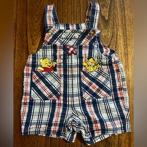 Disney Kids Winnie the Pooh and Tigger Plaid Overalls - Blue, Red, and White